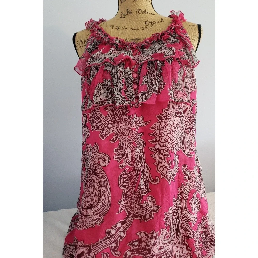 Marina Luna Silk Womans Sleeveless‎ Blouse Size Large
